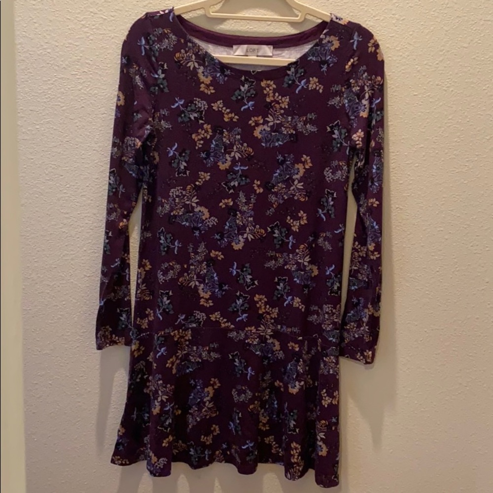 Ann Taylor Loft Floral Long Sleeve Dress Sz XS